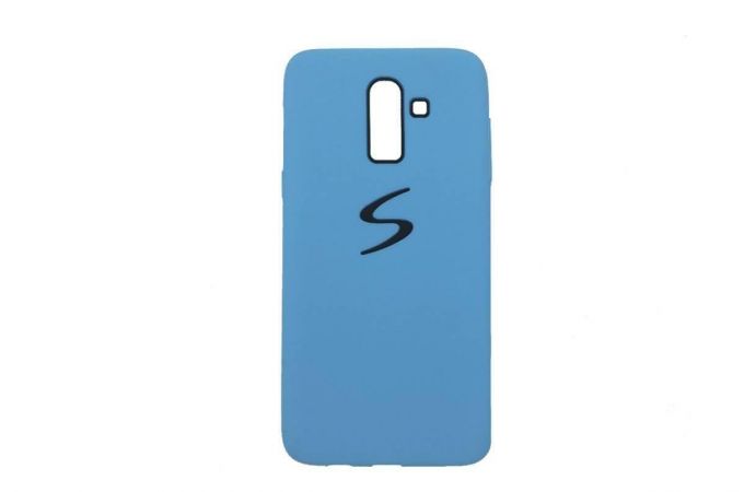 Чехол для Samsung J8 (2018) (голубой) с логотипом
