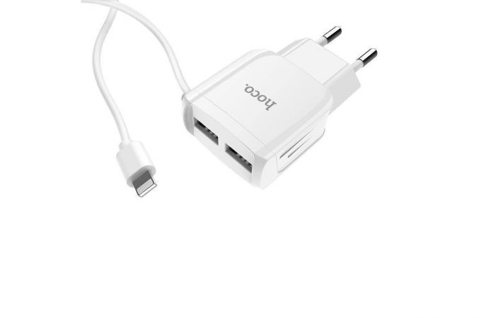 Сетевое зарядное устройство 2USB + кабель MicroUSB HOCO C59A Fast Charging 2400mAh (белый)