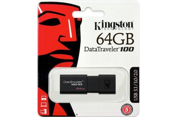 Флешка USB 2.0 Kingston DataTraveler 100 G3 64Gb