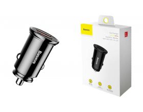 Автомобильное зарядное устройство BASEUS Circular Plastic, 2*USB, 5A, 30 Вт, черный, быстрая зарядка