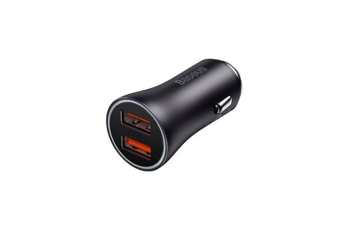 Автомобильное зарядное устройство BASEUS Golden Contactor Max Dual, 2*USB, 8A, 60W, темно-серый