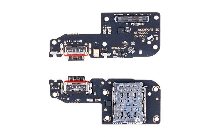 Шлейф для Xiaomi Poco F5 (23049PCD8G) с разъемом зарядки + SIM (плата)