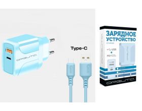 Сетевое зарядное устройство USB + кабель Type-C Орбита OT-APU60 2400mA (синий)