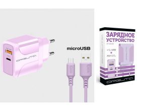 Сетевое зарядное устройство 2USB + кабель MicroUSB Орбита OT-APU60 2400mA (фиолетовый)