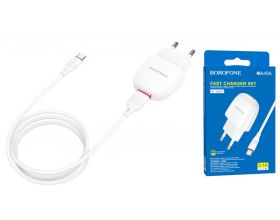 Сетевое зарядное устройство USB + кабель Type-C BOROFONE BA49A Vast power 2100 mAh (белый)