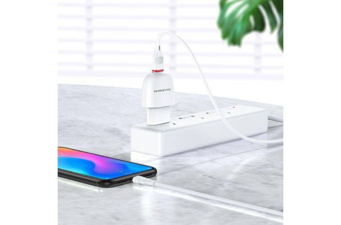 Сетевое зарядное устройство USB + кабель Type-C BOROFONE BA49A Vast power 2100 mAh (белый)