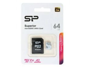Карта памяти MicroSDXC 64 Gb Silicon Power 100/80Mb/s Superior Class 10 UHS-I U3 SP064GBSTXDA2V20SP