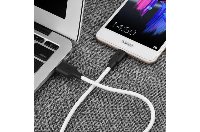 Кабель USB - MicroUSB HOCO X21 Plus 2,4A (черно-белый) 2м (силикон)