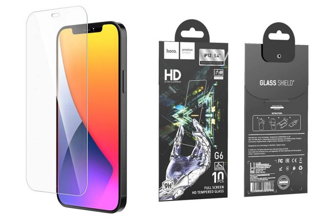 Защитное стекло дисплея iPhone 12 Mini (5.4)  HOCO G6 Full screen HD tempered glass прозрачное