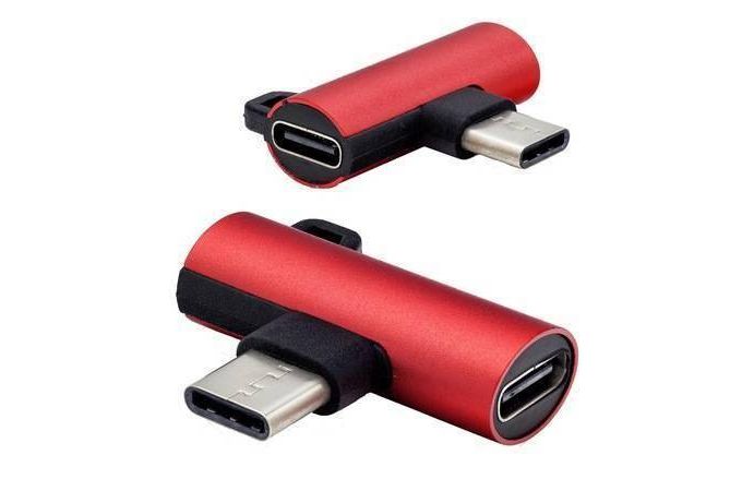 Переходник Орбита OT-SMA13 (штекер TYPE-C - 2 гнезда TYPE-C) (красный)