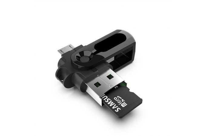 Переходник OTG Орбита OT-SMA25 (штекер USB/TF - штекер microUSB) (черный)
