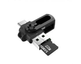 Переходник OTG Орбита OT-SMA26 (штекер USB/TF - штекер TYPE-C) (черный)