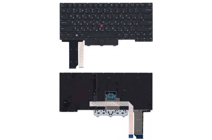 Клавиатура для ноутбука Lenovo Thinkpad E14 черная с подсветкой и указателем