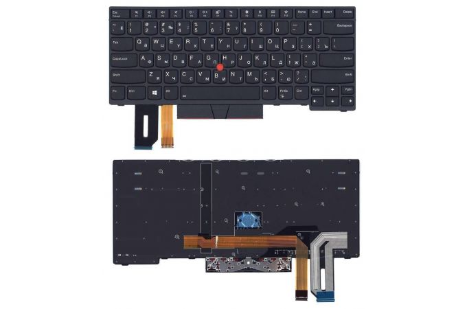 Клавиатура для ноутбука Lenovo ThinkPad E480 E485 черная с подсветкой