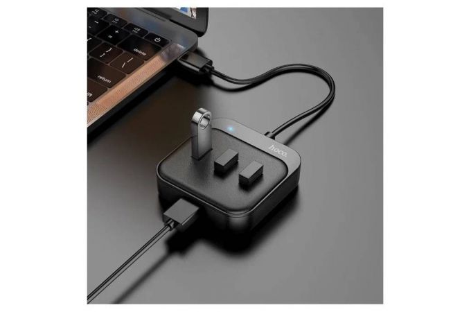 Разветвитель USB-C HUB HOCO HB31 на 4 порта USB2.0 (0.2 метра) черный