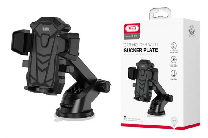 Держатель автомобильный для телефона XO C76 с присоской (Чёрный)