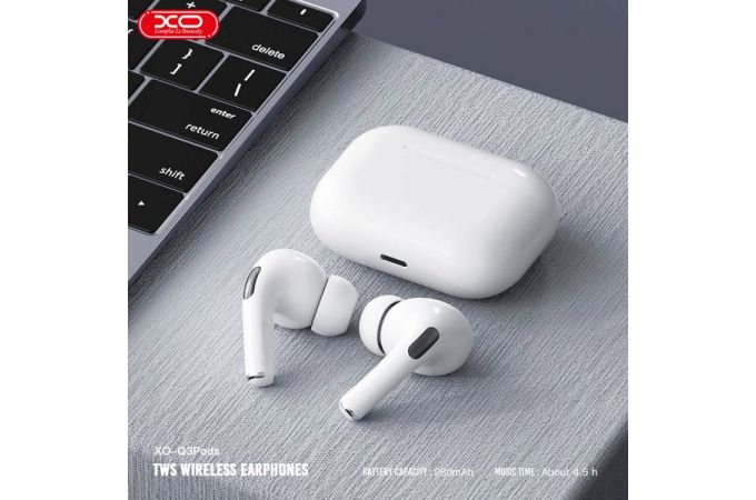 Наушники вакуумные беспроводные XO Q3Pods Bluetooth (3rd generation Full configuration with in ear detection and wireless charging function) (Белые)