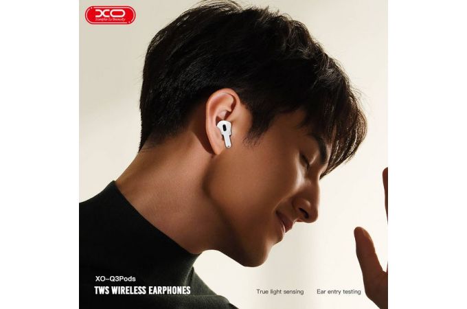 Наушники вакуумные беспроводные XO Q3Pods Bluetooth (3rd generation Full configuration with in ear detection and wireless charging function) (Белые)