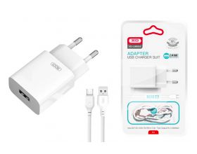 Сетевое зарядное устройство USB + кабель Micro XO L99(EU) 2.4A Home (NB103) (Белый)