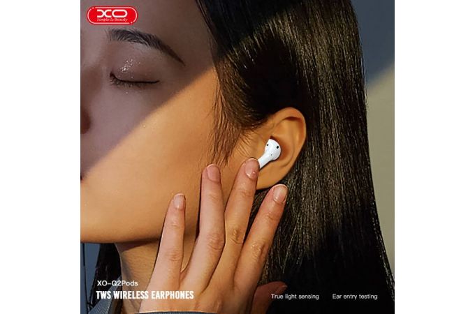 Наушники вакуумные беспроводные XO Q2Pods Bluetooth (2nd generation Full configuration with in ear detection and wireless charging function) (Белые)