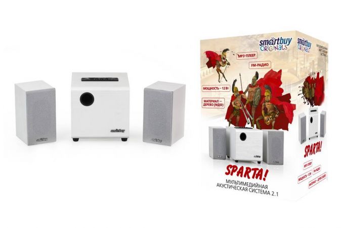 Акустическая система 2.1 SmartBuy® SPARTA, MP3, FM, корпус МДФ, белая (арт.SBA-210)/6
