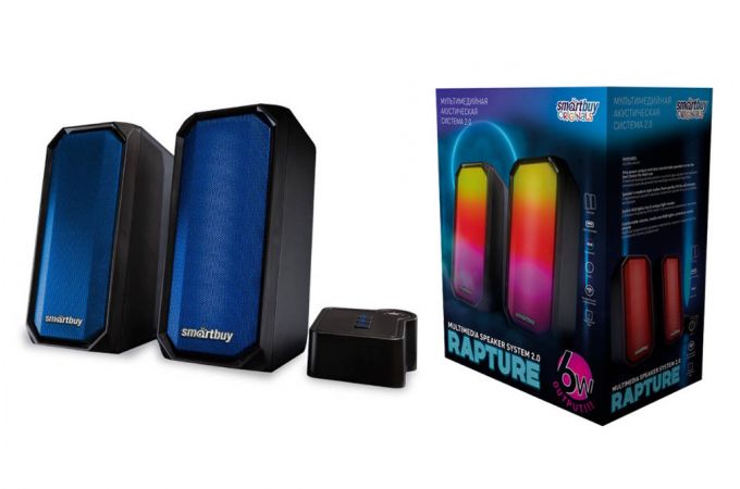 Акустическая система 2.0 SmartBuy RAPTURE, Bluetotoh, 6Вт, RGB-подсветка, USB (SBA-4300)/10