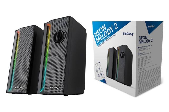 Акустическая система 2.0 Smartbuy NEON MELODY 2, RGB-подсветка, 6Вт, черная (SBA-4600)/16