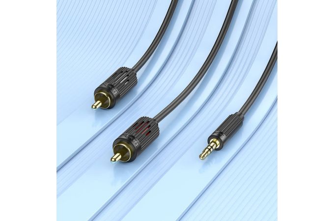 Кабель аудио  HOCO UPA28 Jack 3,5 - 2 RCA (папа - папа) 1 м черный