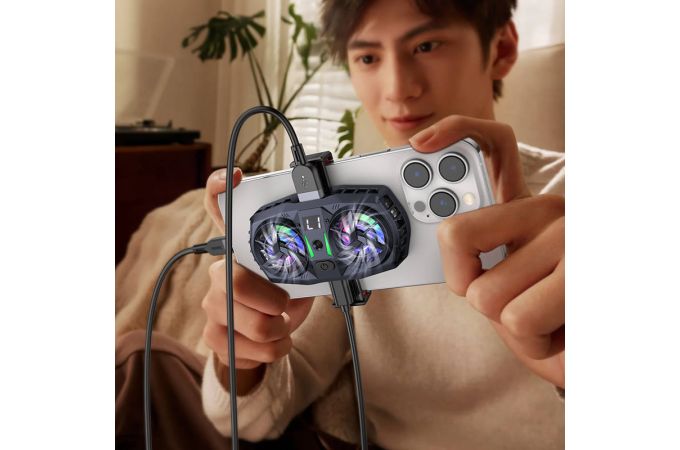 Игровой кулер HOCO GM36 Mustango охлаждающий вентилятор  (черно- фиолетовый)