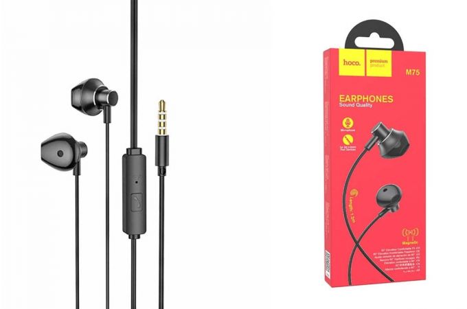Наушники вакуумные проводные HOCO M75 universal earphones (черный)