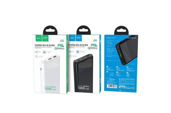 Универсальный дополнительный аккумулятор Power Bank HOCO J58 PD+QC3.0 (10000 mAh) (черный)