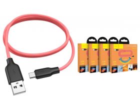 Кабель USB - MicroUSB HOCO X21 Plus 2,4A (черно-красный) 1м (силиконовый)