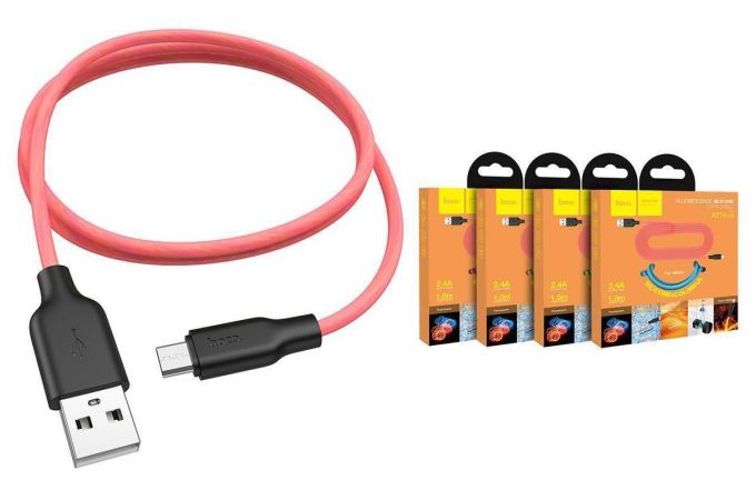 Кабель USB - MicroUSB HOCO X21 Plus 2,4A (черно-красный) 1м (силиконовый)