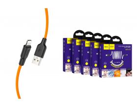 Кабель USB - Lightning HOCO X21 PLUS, 2,4A (черно-оранжевый) 1м (силиконовый)