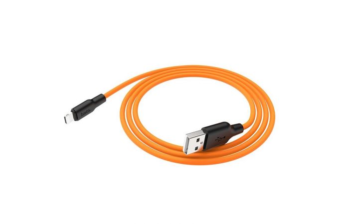 Кабель USB - Lightning HOCO X21 PLUS, 2,4A (черно-оранжевый) 1м (силиконовый)