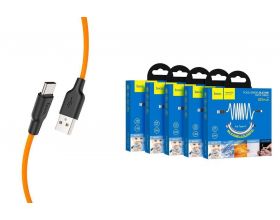 Кабель USB - USB Type-C HOCO X21 PLUS, 3A (черно-оранжевый) 1м (силиконовый)