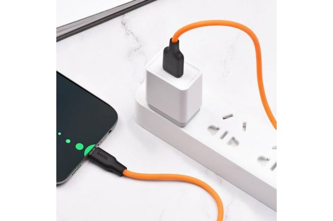 Кабель USB - USB Type-C HOCO X21 PLUS, 3A (черно-оранжевый) 1м (силиконовый)