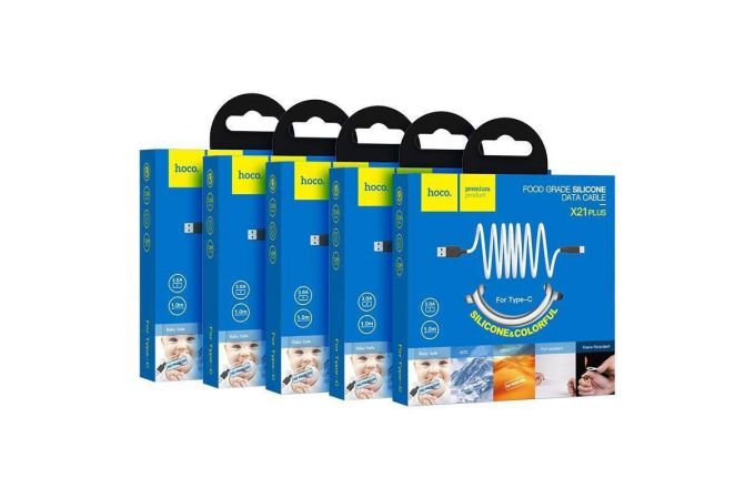 Кабель USB - USB Type-C HOCO X21 PLUS, 3A (черно-оранжевый) 1м (силиконовый)