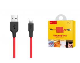 Кабель USB - Lightning HOCO X21, 2,4A (черно-красный) 1м (силиконовый)