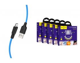 Кабель USB - Lightning HOCO X21 PLUS, 2,4A (черно-синий) 1м (силиконовый)