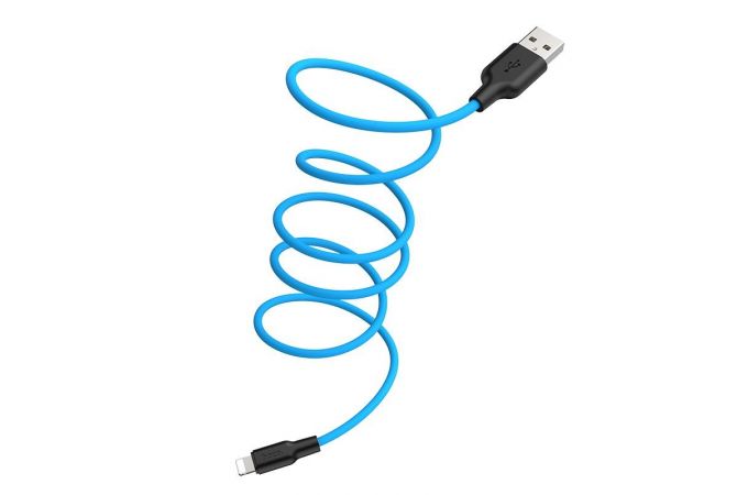 Кабель USB - Lightning HOCO X21 PLUS, 2,4A (черно-синий) 1м (силиконовый)