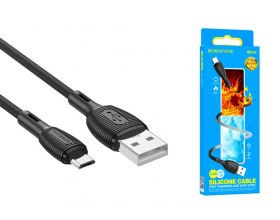 Кабель USB - MicroUSB BOROFONE BX86 силиконовый 2,4A (черный) 1м