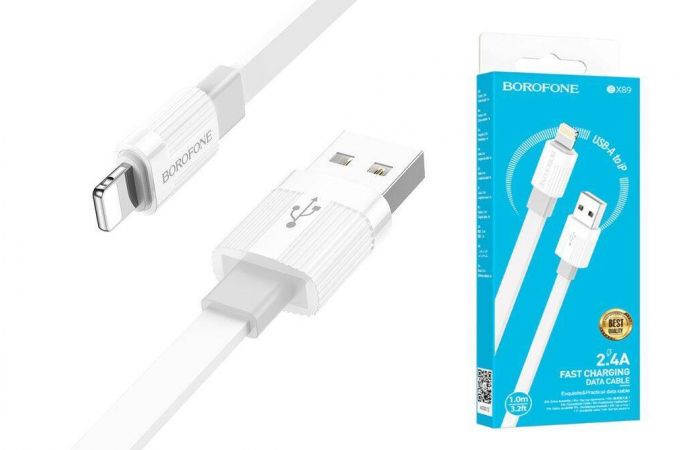 Кабель USB - Lightning BOROFONE BX89 2,4A (бело-серый) 1м