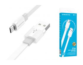 Кабель USB - MicroUSB BOROFONE BX89 2,4A (бело-серый) 1м