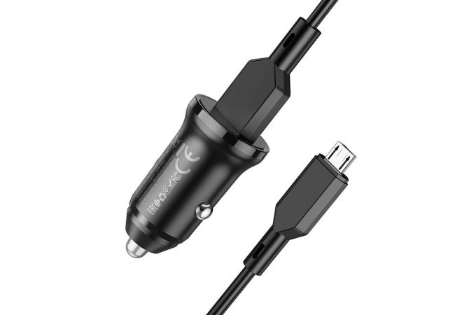 Автомобильное зарядное устройство АЗУ USB + кабель MicroUSB BOROFONE BZ18  QC3.0 (черный)