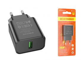 Сетевое зарядное устройство USB BOROFONE BA72A Spring single port QC3.0 (черный)