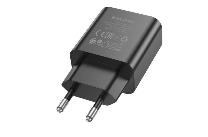 Сетевое зарядное устройство USB BOROFONE BA72A Spring single port QC3.0 (черный)