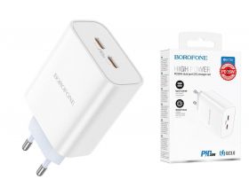 Сетевое зарядное устройство 2USB-C BOROFONE BA73A PD 35W (белый)