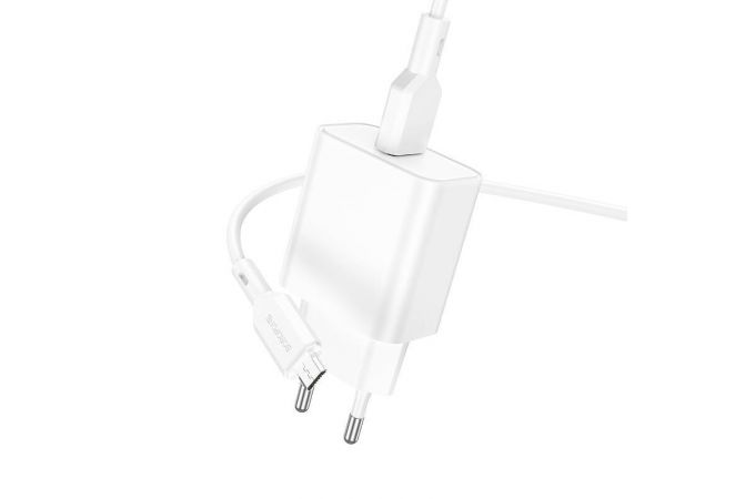 Сетевое зарядное устройство USB + кабель MicroUSB BOROFONE BA72A Spring QC3.0 (белый)