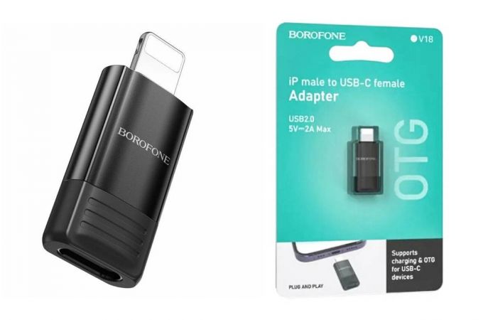 Переходник OTG Borofone BV18 Lightning штекер на USB-C  адаптер